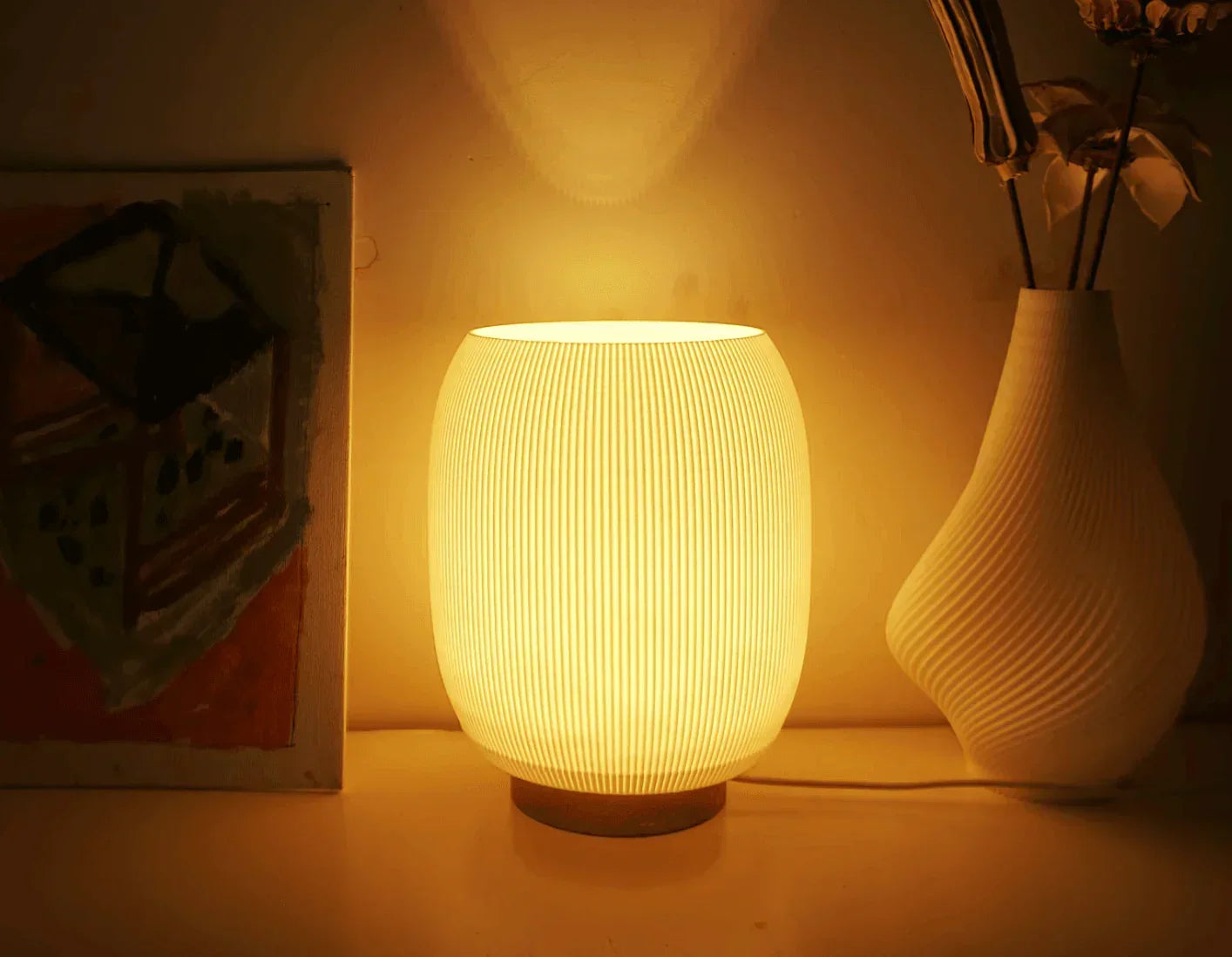 3D Lamp with Wooden Base