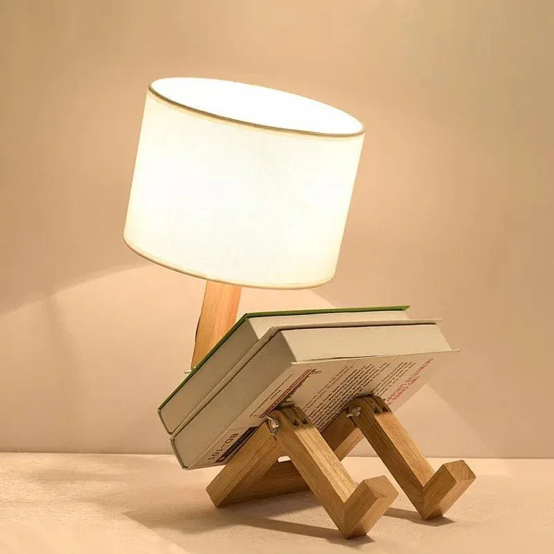Wooden Robot Lamp