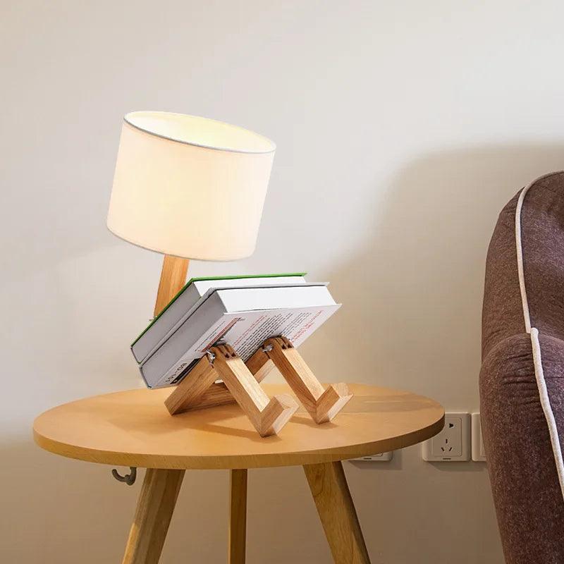 Wooden Robot Lamp