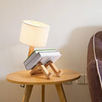 Wooden Robot Lamp