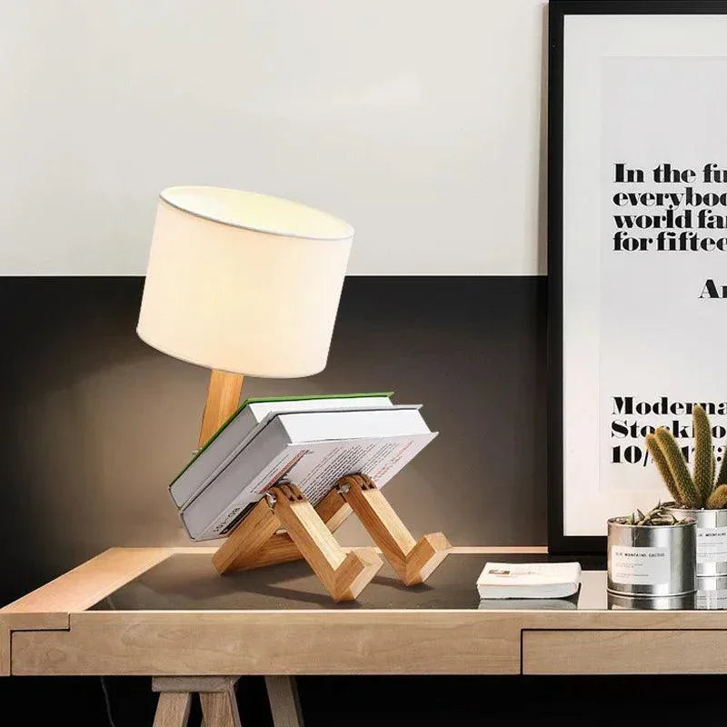 Wooden Robot Lamp
