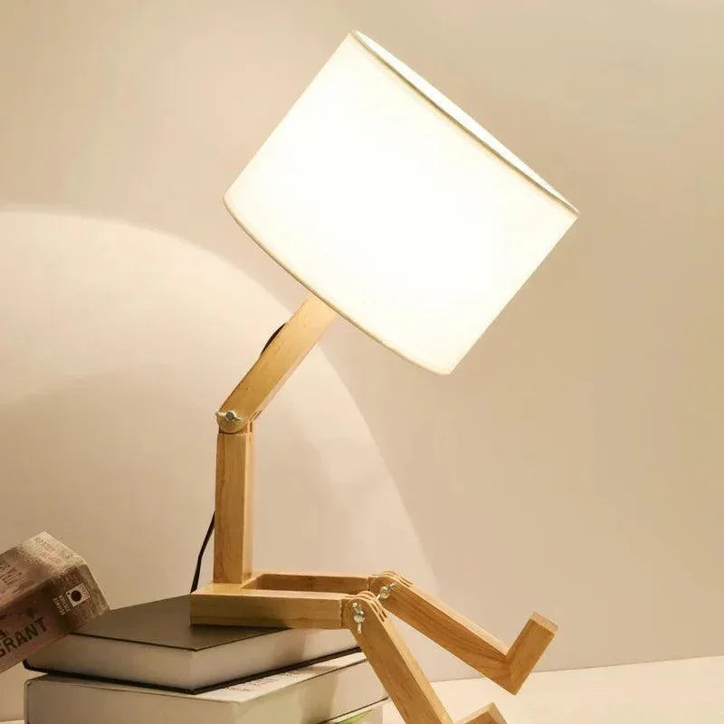 Wooden Robot Lamp