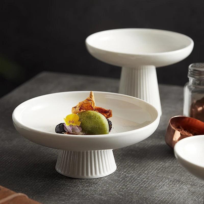 White Ceramic Tall Plate