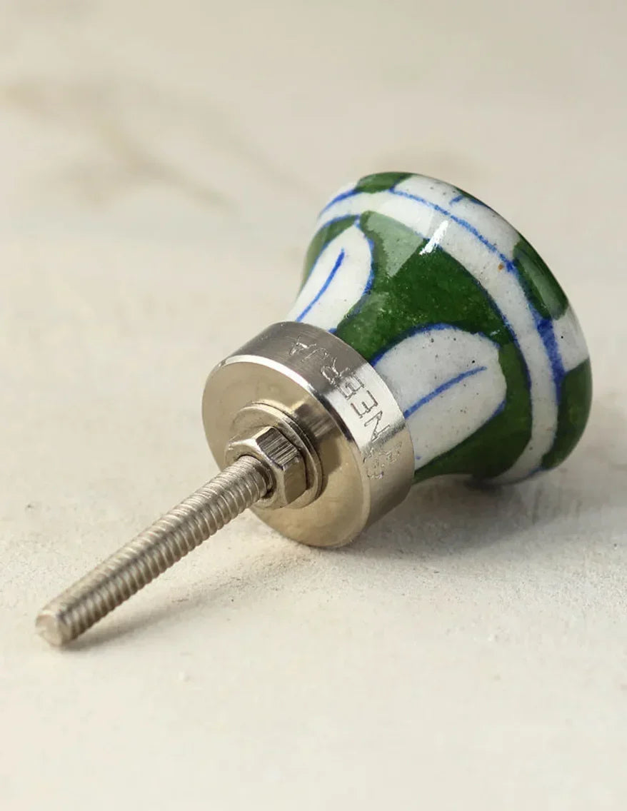 Green Checkered Ceramic Knob