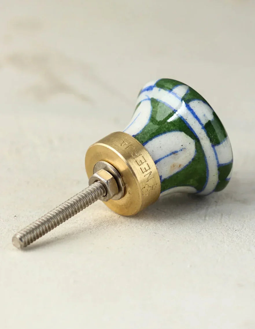Green Checkered Ceramic Knob