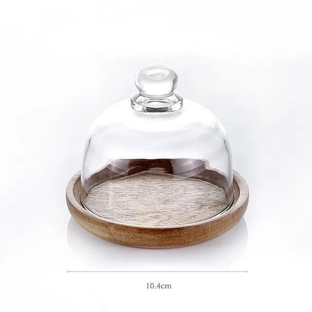Container with Wooden and Glass Lid