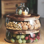Container with Wooden and Glass Lid