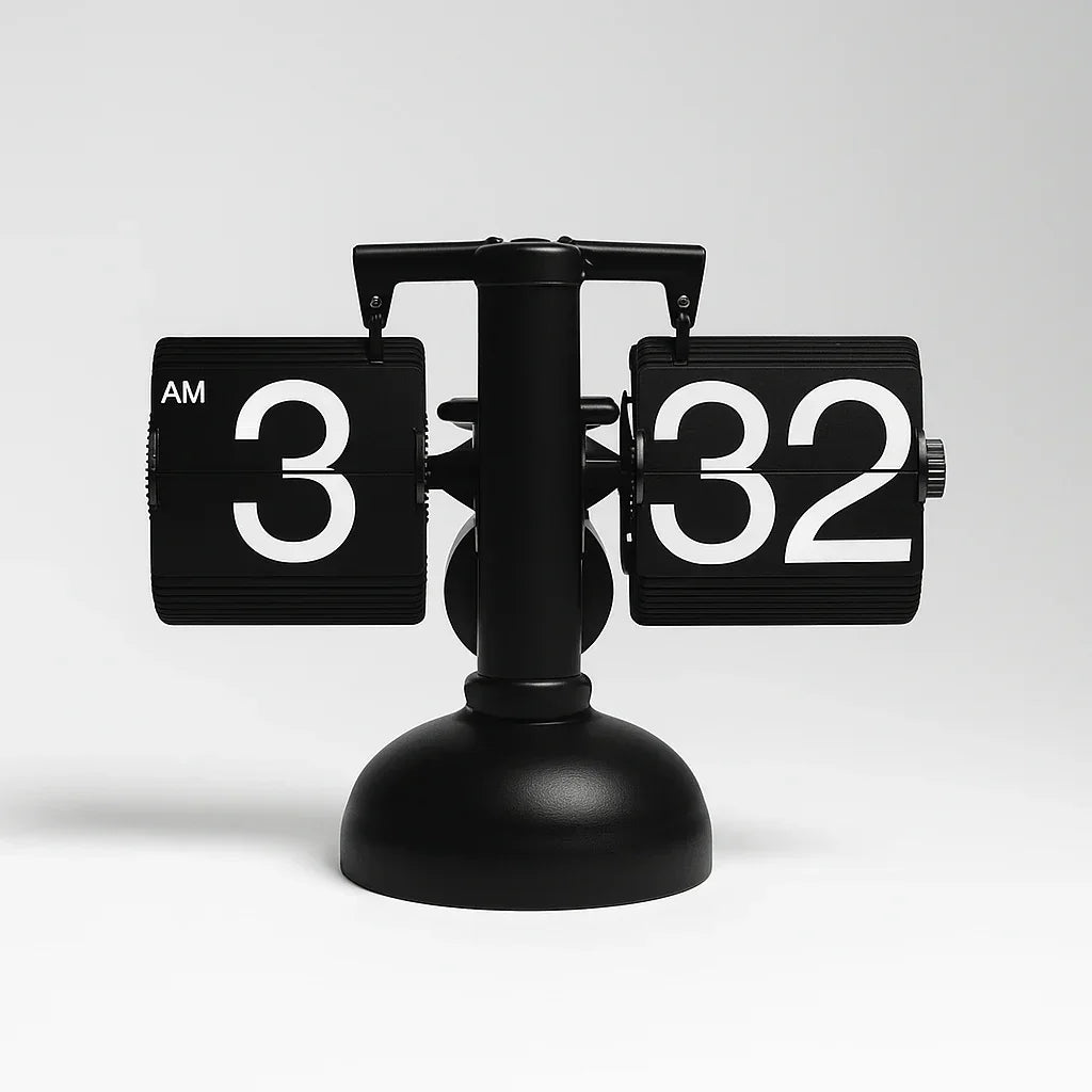 Black Flip Page Table Clock