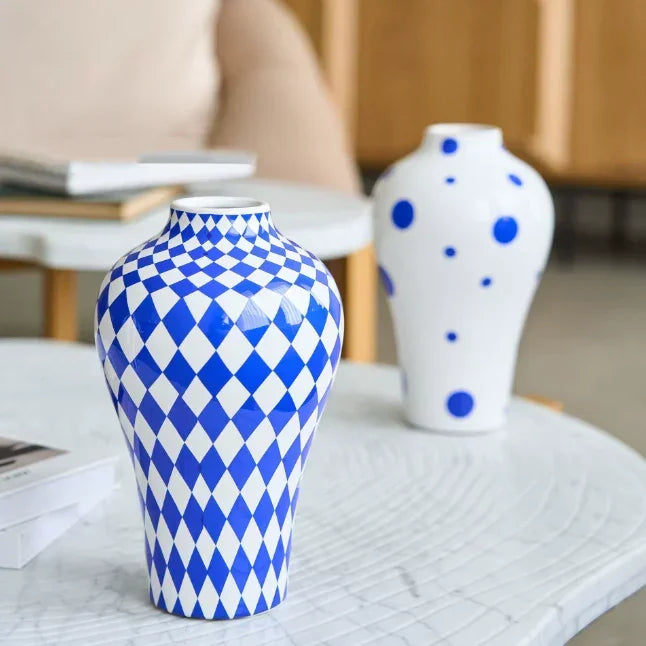 Blue Geometric Vase