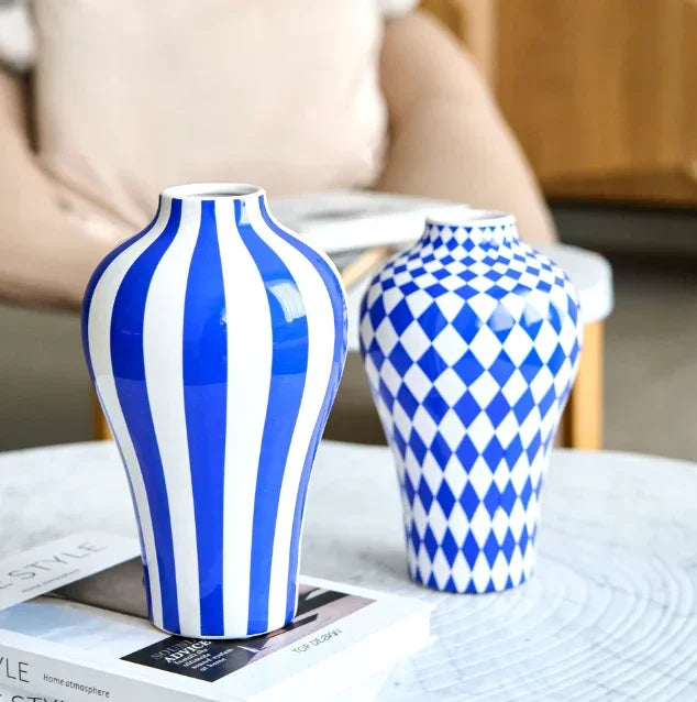 Blue Geometric Vase