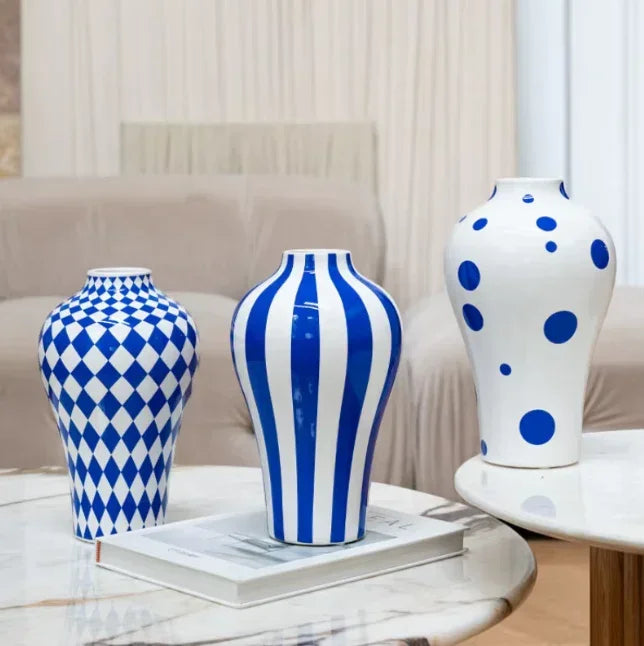 Blue Geometric Vase