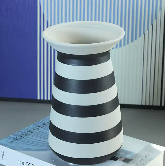 Black and White Striped Vase