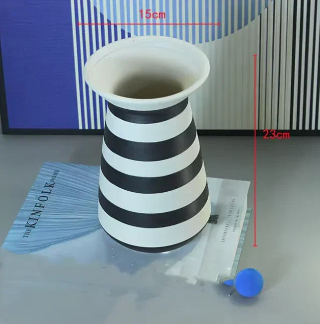 Black and White Striped Vase