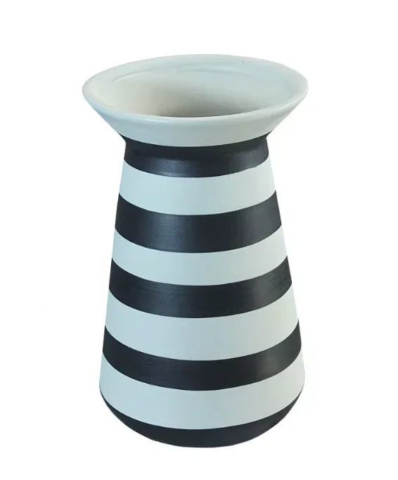 Black and White Striped Vase