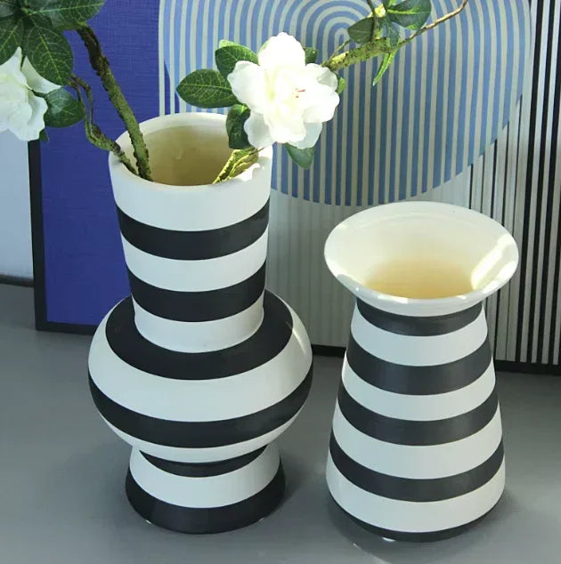 Black and White Striped Vase