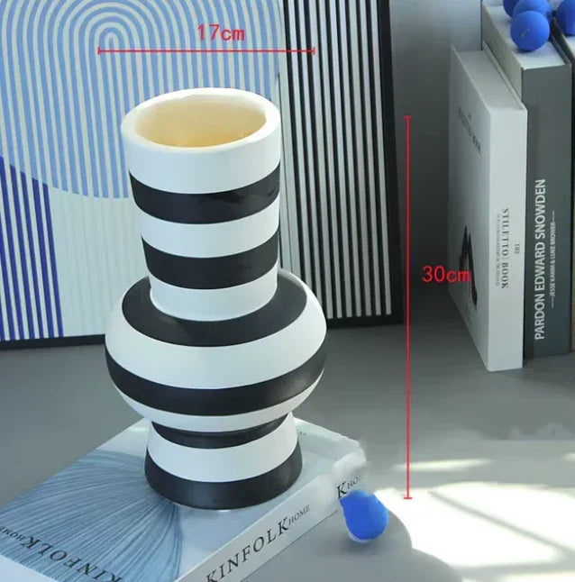 Black and White Striped Vase