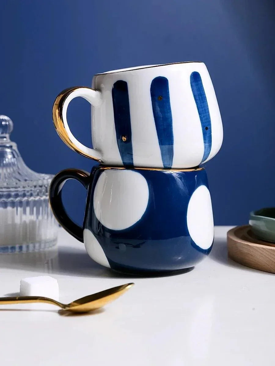 Polka Dot and Stripe Ceramic Cup