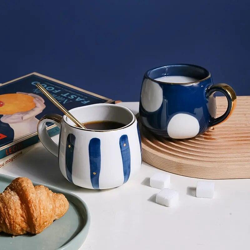 Polka Dot and Stripe Ceramic Cup